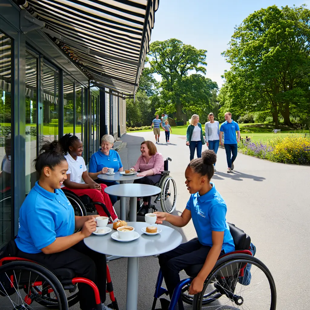 People enjoying coffee outdoors, highlighting community participation in NDIS disability support services in Perth.