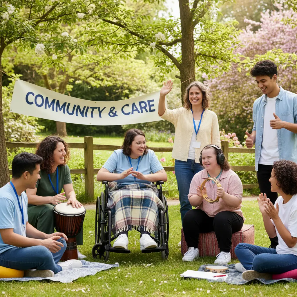 Group of people engaged in community activities, promoting NDIS disability support services and inclusion in Perth.